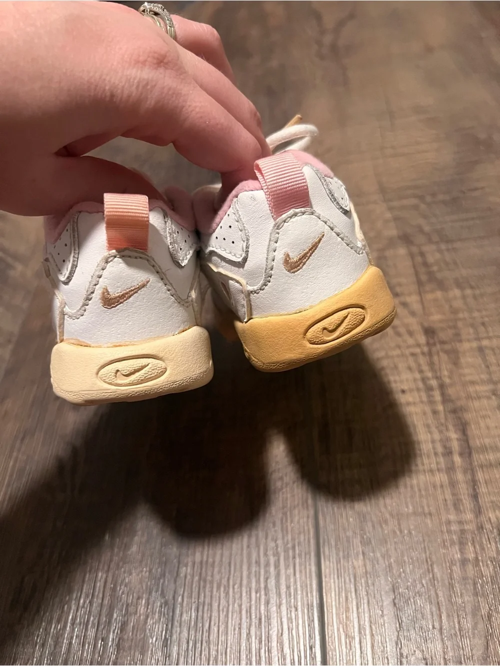 Vintage Nike Kids White and Pink Athletic Sneakers